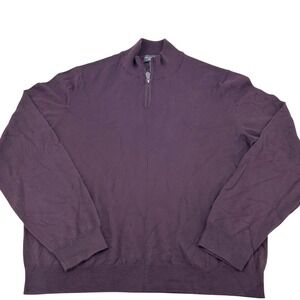 The Men's Store Bloomingdale's Sweater Mens XL Raisin Merino Wool 1/4 Zip Luxury